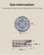 AMADA HOMEFURNISHING Round 6ft Area Rugs, Low-Profile Washable Rug - Image 2