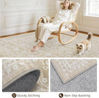 10x12 Area Rug for Living Room: Vintage Boho Neutral Washable Rug Indoor Soft - Image 4