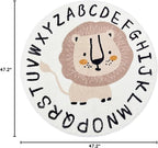 Poowe Cute Lion ABC Kids Play Mat Baby Nursery Rug Round Educational Alphabet - Image 2