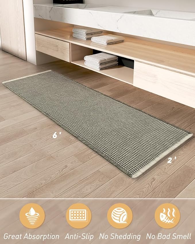 AMOAMI Upgraded Waffle Runner Rug Super Absorbent Non Slip Bath Mats - Image 7