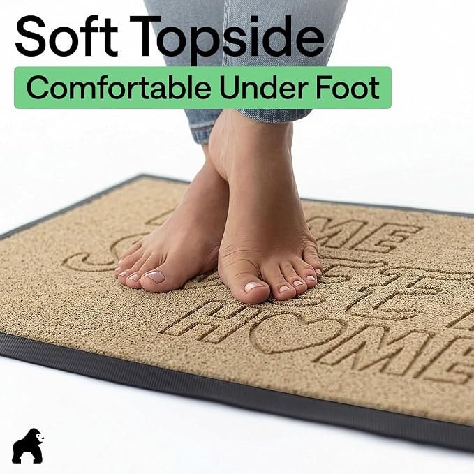 GORILLA GRIP 100% Waterproof All-Season WeatherMAX Doormat, US Designed Natural - Image 8