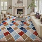 PureCozy 6x9 Checkered Rug for Living Room Rainbow Modern Soft Area Rug Fluffy by PureCozy