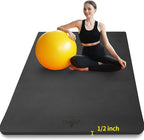 Hatha Yoga Large TPE Yoga Mat 6'x4'x1/2" Extra Thick Non-Slip Exercise Mat by BUYNOW