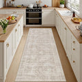 2'6''x8' Hallway Washable Runner Rug: Vintage Boho Neutral Kitchen Rug Soft by Luxturiy