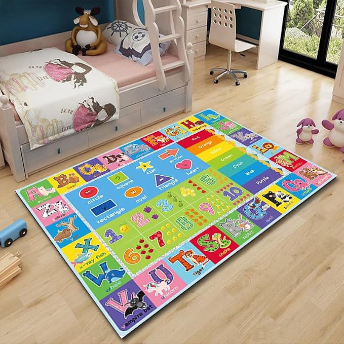 ABC Kids Play Rug, Non-Slip Classroom Carpet, soft low-pile surface, non-slip - Image 7