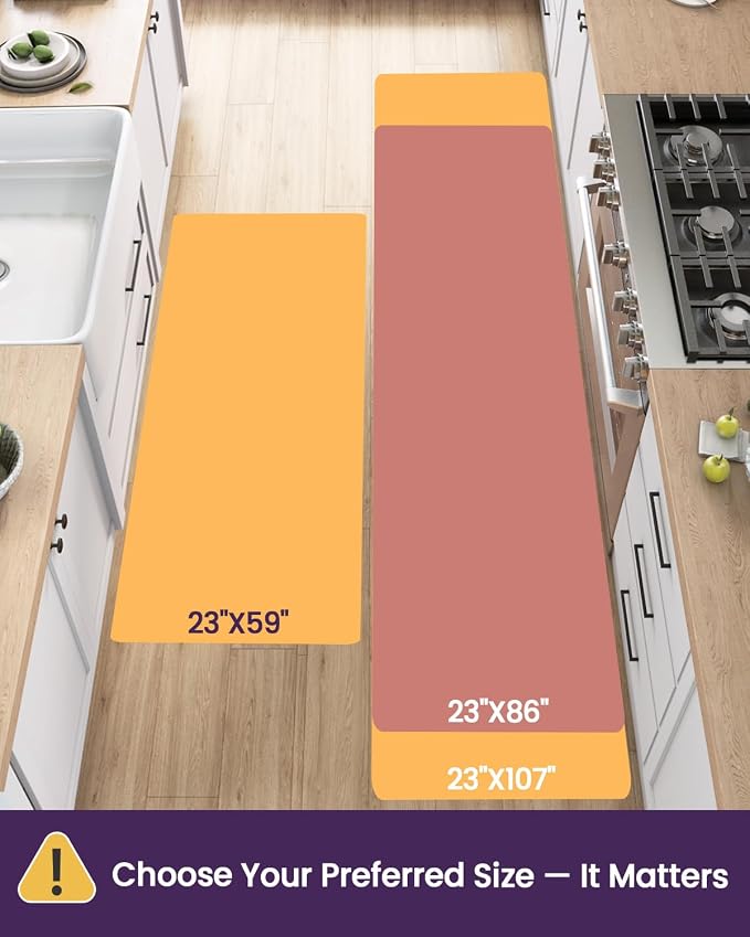 DEXI Kitchen Mats Cushioned Anti Fatigue, 23x107 Floor Padded Runner Rug Non - Image 2