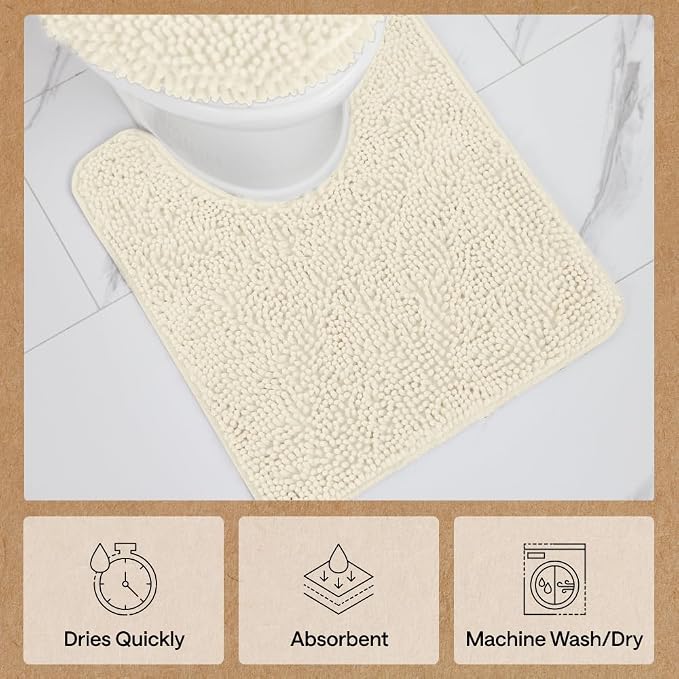 GORILLA GRIP Plush Absorbent Shaggy Chenille Bath Rug Mat - Image 7