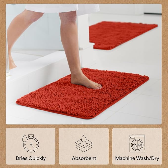 GORILLA GRIP Bath Rug Mat 30x20, Thick Soft Absorbent Chenille, Quick Dry - Image 7