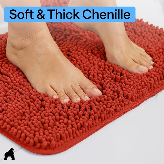 GORILLA GRIP Bath Rug Mat 60x24, Thick Soft Absorbent Chenille, Quick Dry - Image 4