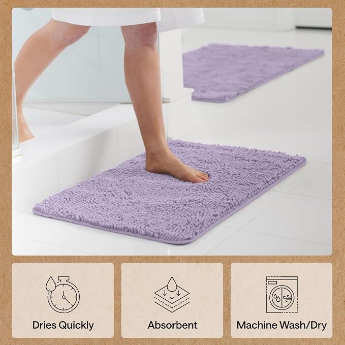GORILLA GRIP Bath Rug Mat 44x26 Thick Soft Absorbent Chenille, Quick Dry - Image 7