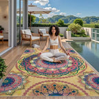 Arenarug Meditation Indoor Outdoor Rug 8x10 ft Mandala Pattern Rug Boho Style - Image 3