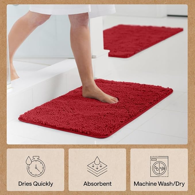 GORILLA GRIP Bath Rug Mat 44x26, Thick Soft Absorbent Chenille, Quick Dry - Image 7