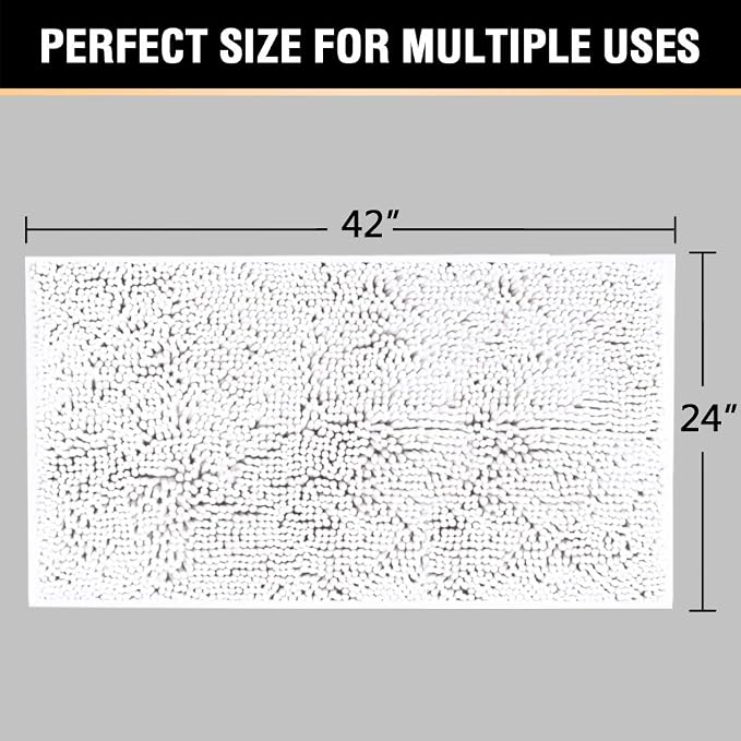 H.VERSAILTEX Microfiber Bath Rugs Chenille Floor Mat Ultra Soft Washable - Image 2