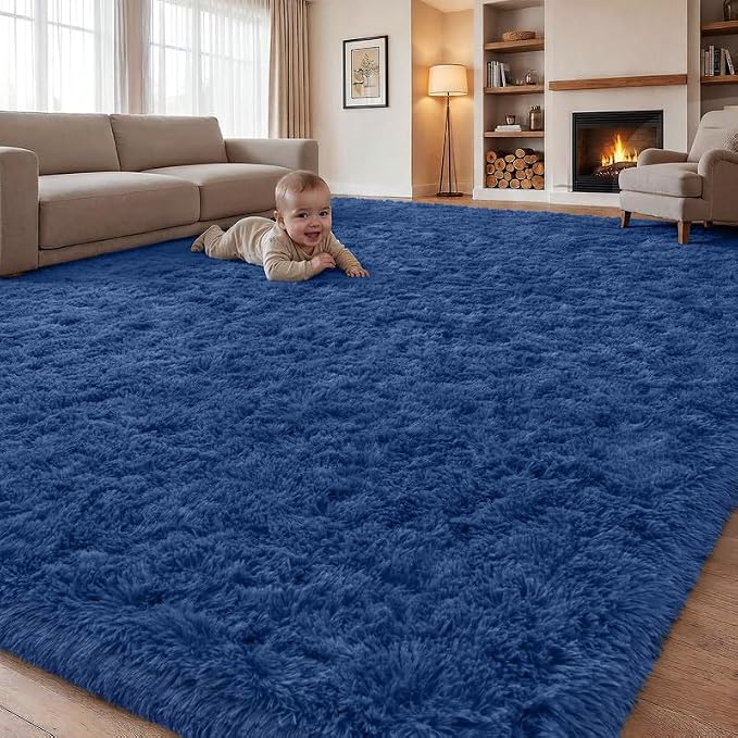 Area Rugs 9x12 Living Room Bedroom: Soft Fluffy Shag Rugs Upgrade Non-Slip High by EXPEDIX