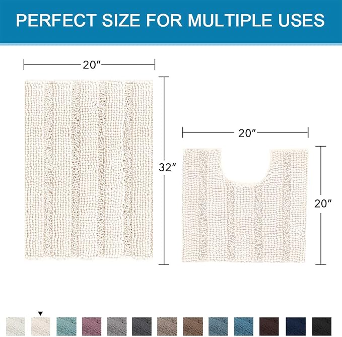 H.VERSAILTEX Bathroom Rugs Bath Rug Set 2 Piece Bathroom Contour Rug Toilet Mat - Image 2