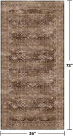 Brown Boho Washable 3x6 Entryway Runner Rug, Indoor Hallway Kitchen Floor Rug - Image 2