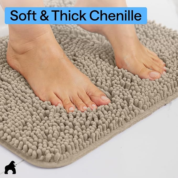 GORILLA GRIP Plush Absorbent Shaggy Chenille Bath Rug Mat - Image 5