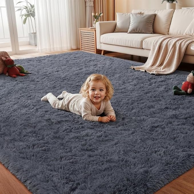 Area Rug for Living Room Bedroom: 5x7 Soft Fluffy Shag Rugs Upgrade Non-Slip by EXPEDIX