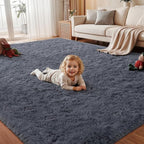 Area Rug for Living Room Bedroom: 5x7 Soft Fluffy Shag Rugs Upgrade Non-Slip by EXPEDIX