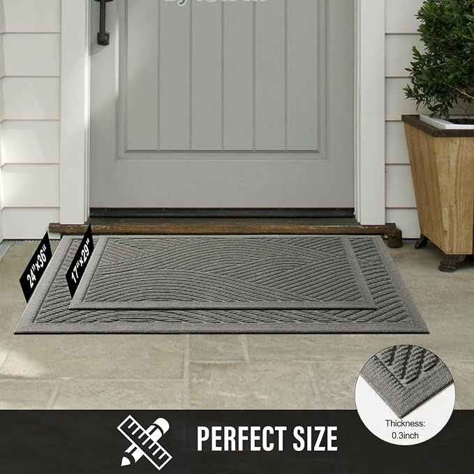 HIYARD Sturdy Front Door Mat, Absorbent Muddy Dirt Resist Welcome Door Mats - Image 6