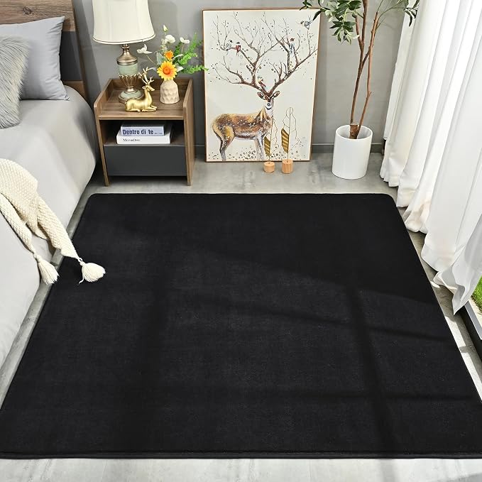 Amearea 5x5 Square Area Rugs for Bedroom Living Room, Modern Black Thickened - Image 9