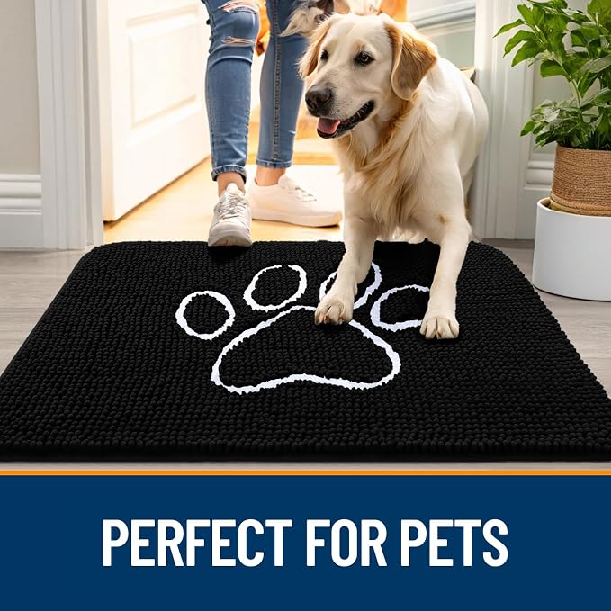 OLANLY Dog Door Mat for Muddy Paws 40x32, Paw Print Design, Absorbs Moisture - Image 6