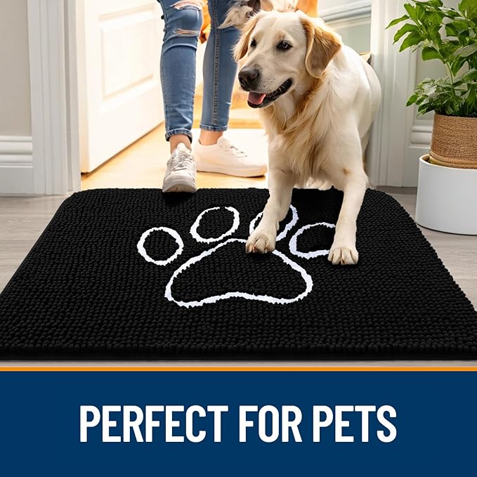 OLANLY Dog Door Mat for Muddy Paws 34x21, Paw Print Design, Absorbs Moisture - Image 6