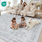 8x10 Area Rugs for Living Room: Vintage Boho Neutral Washable Rug Indoor Soft - Image 7