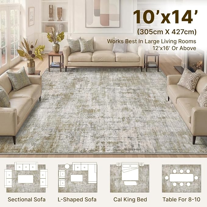 10x14 Area Rugs Washable Living Room Rug-No Slip Soft Carpets Modern Abstract - Image 2