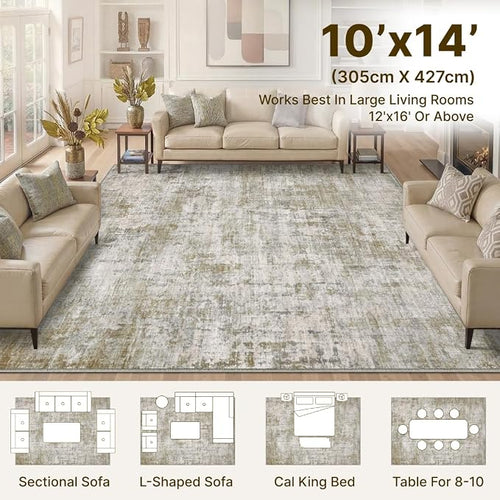 10x14 Area Rugs Washable Living Room Rug-No Slip Soft Carpets Modern Abstract - Image 2