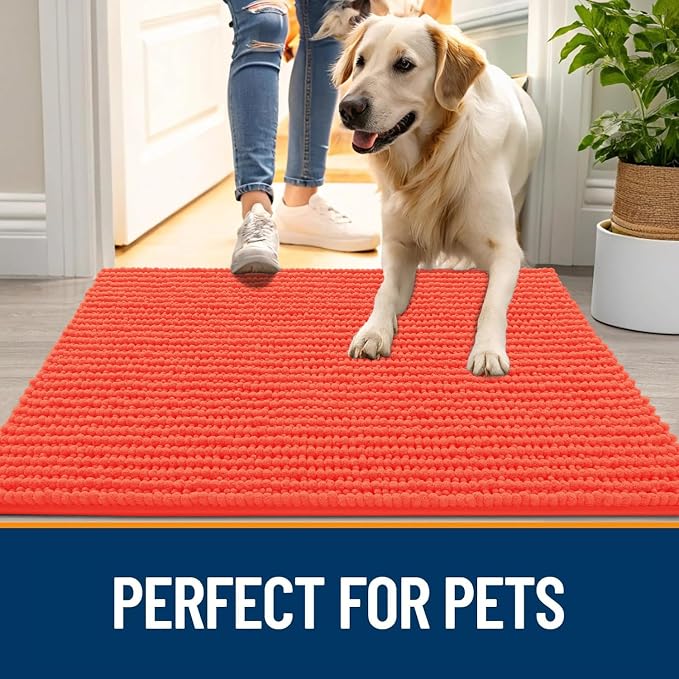 OLANLY Dog Door Mat for Muddy Paws 34x21, Ultra Absorbent Chenille Mud Doormat - Image 6