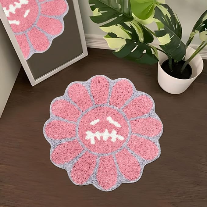 Trippy Happy Face Rug Cool Rugs Tufted Quick Dry Bath Mats by Shovagy