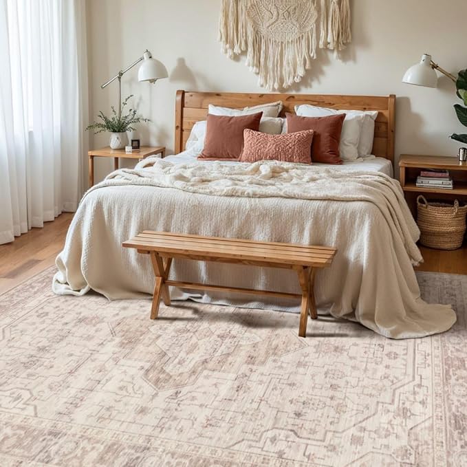 Rugxara 5x7 Soft Pink Washable Area Rug - Image 3