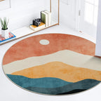 Abstract Round Rug 3ft, Faux Wool Soft Throw Area Rugs, Washable Farmhouse by Sungea