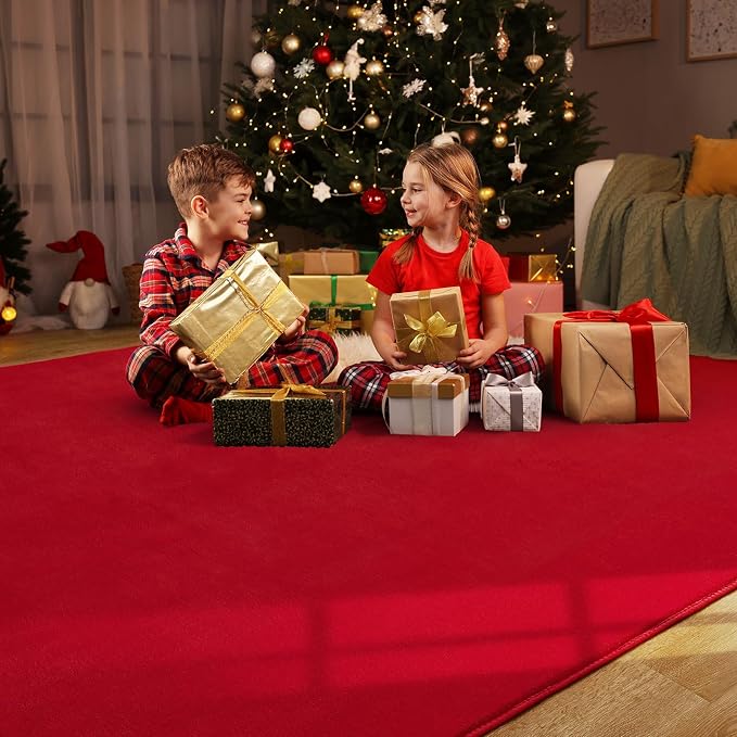 Amearea Large Modern Area Rugs for Bedroom Living Room, 5x8 Feet Red Thickened - Image 8