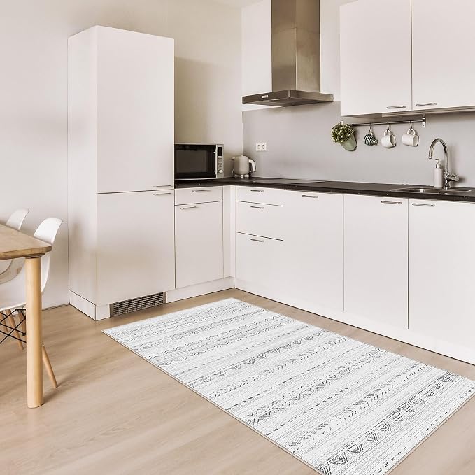 Nakagishi 2X4 Rug Washable Area Rug: Small Soft Boho Farmhouse Neutral Moroccan - Image 3