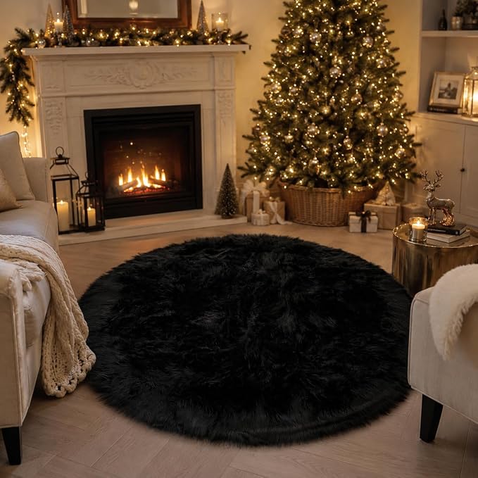 EasyJoy Faux Sheepskin Rug, Fluffy Faux Fur Rug, Ultra Soft Shag Area Rug - Image 4