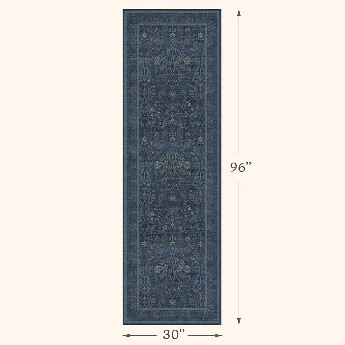 2'6"x8' 8ft Kitchen Runner Rugs Washable, Dark Blue Long Runner Rugs Non Slip - Image 2