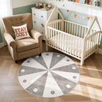 jinchan 5ft Round Rug Grey Washable Fun Cute Playroom Mat Non Slip Cheerful by JINCHAN