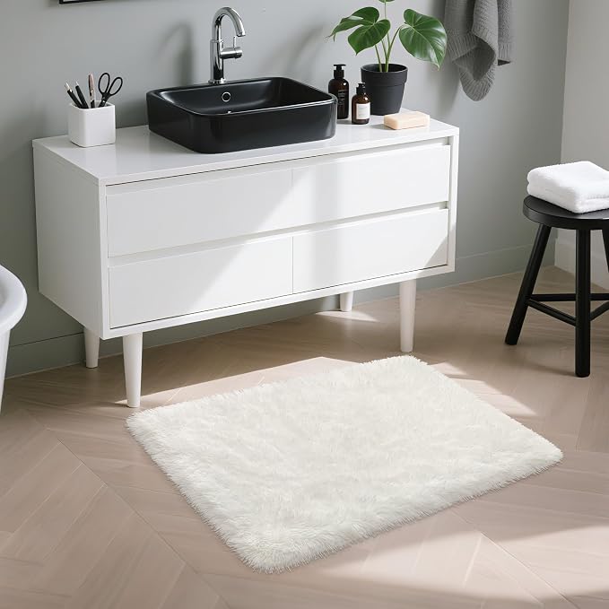 White Fluffy Rug for Bedroom Living Room, 2x3 Small White Area Rug Furry Throw - Image 7