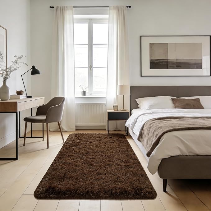 Andecor Soft Fluffy Bedroom Rugs, 3 x 5 Feet Indoor Shaggy Plush Area Rug by Andecor