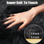 qulint 2x3 Black Grey Rug for Bedroom, Fluffy Small Area Rug for Living Room - Image 2