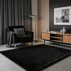 Black Rabbit Plush Rug 3'x5', Fluffy Shaggy Area Rug by CHOVY