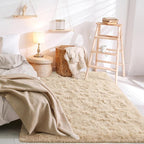 BENRON Fluffy Beige Rugs for Living Room Bedroom 4x6, Soft Plush Fuzzy Shaggy - Image 4
