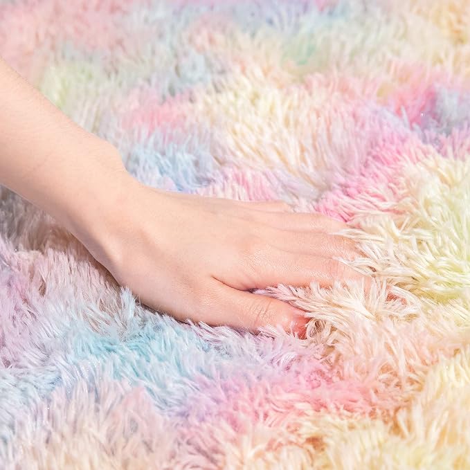 AROGAN Soft Rainbow Area Rugs for Girls Room 3x5 Feet, Fluffy Girls Bedroom Rugs - Image 5