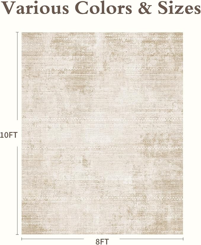 8x10 Area Rugs for Living Room Non Slip Machine Washable Rug Distressed - Image 2