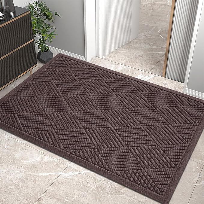 HIYARD Sturdy Front Door Mat, Absorbent Muddy Dirt Resist Welcome Door Mats by HIYARD