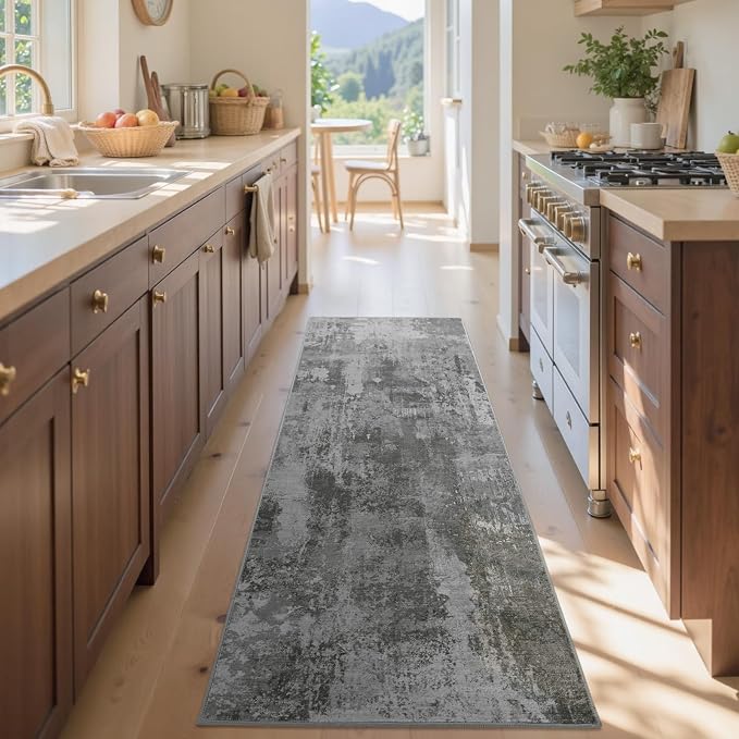 2x6 Ft Washable Runner Rug, Non-Slip Low Pile Hallway Kitchen Area Rug - Image 3