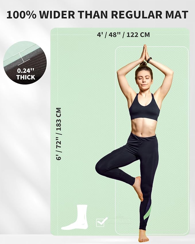 CAMBIVO Yoga Mat 72" x 48" Large Workout Mat - Image 2
