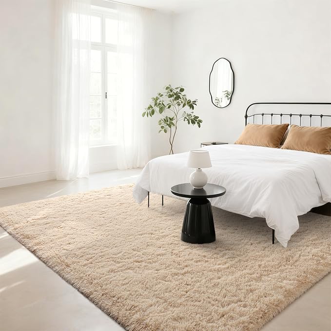 BENRON Fluffy Rugs for Living Room 5x8 Light Tan, Washable Large Area Rugs for - Image 4
